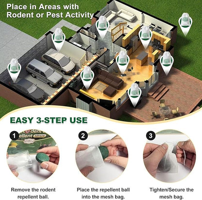 32PCS Mouse Rodent Repellent, Natural Mouse Repellent Peppermint Oil for Mice, Rats, Squirrels, Spiders and Pests, Keeps Pests Away Effectively from Garden & Home, Indoor & Outdoor Use (Peppermint)