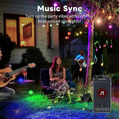 Smart Landscape Spotlights Low Voltage - RGBCW 5W LED Outdoor Uplight, 12V Landscape Spot Lights App Controlled, IP65 Waterproof Wired Aluminum, Black for Exterior House Tree Garden Yard