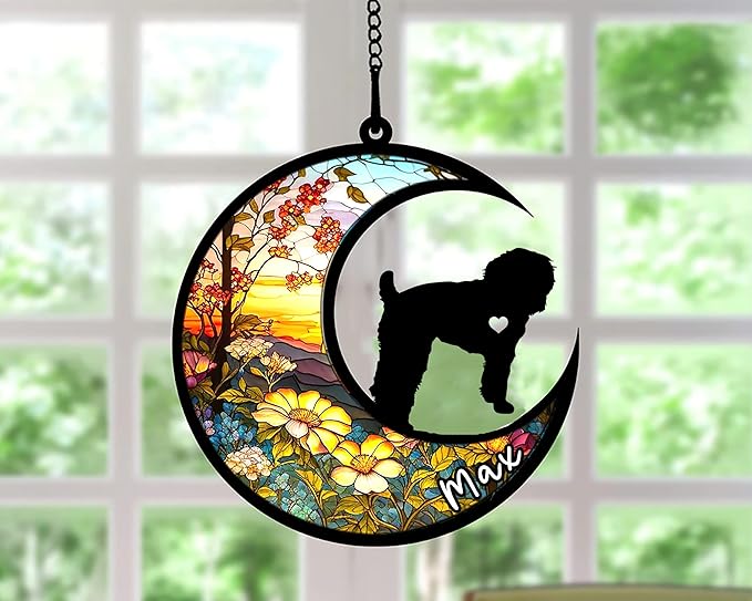 Personalized Dog Memorial, Custom Name Schnoodle Dog Christmas Ornament with Name, Custom Breeds, Pet Loss Light Catcher, Gifts for Lovers Loss of Pet Sympathy on Mothers Day Christmas