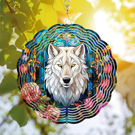 Wolf Wind Spinner - Unique 3D Hanging Wind Spinner for Yard and Garden