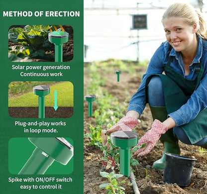 Mole Repellent Solar Powered,Gopher Repellents,Ultrasonic Mole Repellent Waterproof Vole Repellent is Suitable for Lawn, Courtyard and Vole Repellent Outdoor for Yard (8)