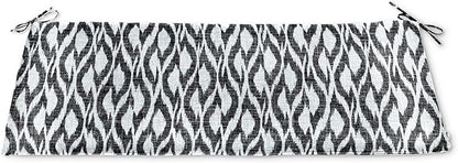 BrylaneHome Bench Cushion - 48" L x 18" W x 3" H - Patio & Outdoor - Water, Stain & Fade Resistant - Black Ikat