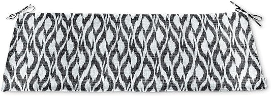 BrylaneHome Bench Cushion - 48" L x 18" W x 3" H - Patio & Outdoor - Water, Stain & Fade Resistant - Black Ikat