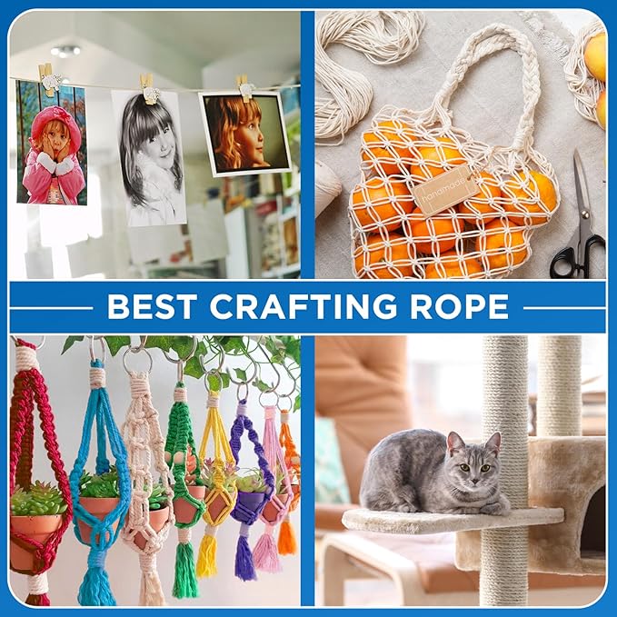 TECEUM Cotton Rope 3/16” (5 mm) – 100 FT – Strong All-Purpose Braided Rope – Natural Cotton – for Crafting, Сamping, Clothes Line, DIY, Indoor & Outdoor Use – Red