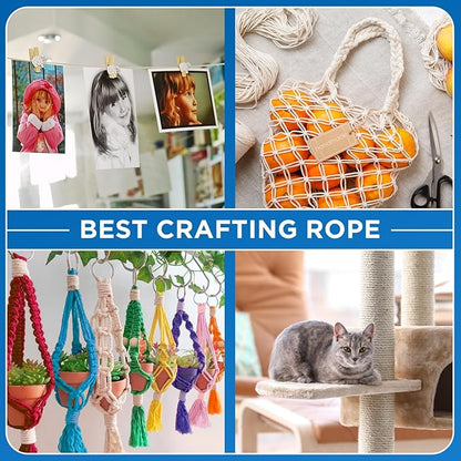 TECEUM Cotton Rope 3/16” (5 mm) – 100 FT – Strong All-Purpose Braided Rope – Natural Cotton – for Crafting, Сamping, Clothes Line, DIY, Indoor & Outdoor Use – Red