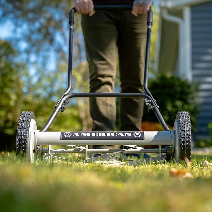 American Lawn Mower Company 1815-18 18-Inch 5-Blade Push Reel Lawn Mower, 18-Inch, 5-Blade, Black