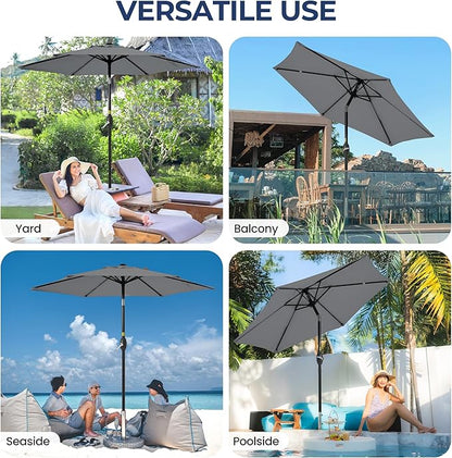 SUNVIVI OUTDOOR Outdoor Patio Umbrella, Patio Umbrella, Market Umbrella, Large Outdoor Umbrella, Metal Pole Umbrella with Push Button Tilt and Crank, Polyester Canopy