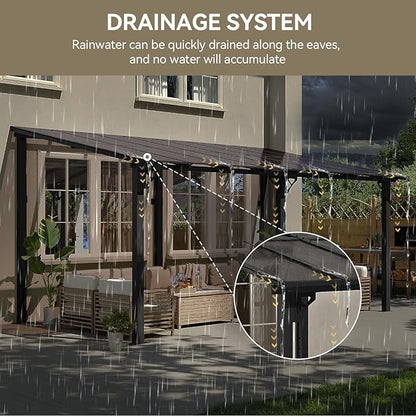 Aoxun 16' x 10' Gazebo for Patio, Gazebo Pergola with Sloped Roof, Large Wall-Mounted Heavy Duty Awnings, for Backyard, Deck, Patio
