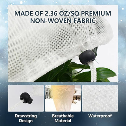 4 Pack Plant Covers Freeze Protection for Winter, 31.5''×23.6'' Frost Cloths for Outdoor Plants Cold Weather Blankets with Drawstrings