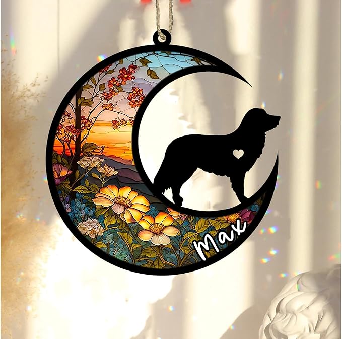Personalized Dog Memorial, Custom Name Nova Scotia Retriever Dog Christmas Ornament with Name, Custom Breeds, Pet Loss Light Catcher, Gifts for Lovers Loss of Pet Sympathy on Mothers Day Christmas