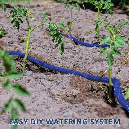 Garden Flat Soaker Hose 1/2 in x 25ft,More Water Leakage, Heavy Duty Metal Hose Connector Ends, Perfect Delivery of Water,Garden Flower Bed and Vegetable Patch,Landscaping, Savings 80% Water