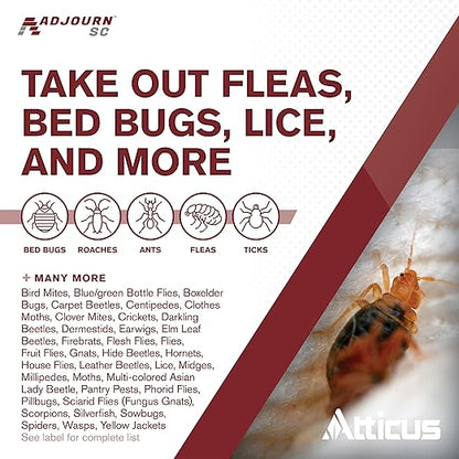 Atticus Adjourn SC Insecticide Concentrate (16 Ounce) - Deltamethrin 4.75% - Indoor and Outdoor Insect Control - Spiders, Ants, Bedbugs, Fleas, Ticks, Wasps, Lice, and More