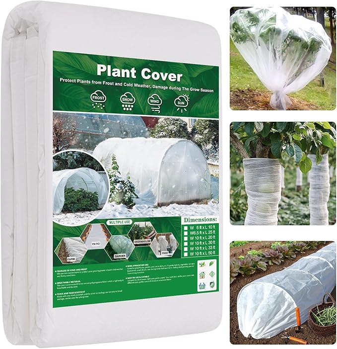 Plant Covers Freeze Protection 6.5 ft x 25 ft Fabric Frost Cloths for Outdoor Plants 1oz/yd² Floating Row Plant Blankets for Winter Frost Sun Protection