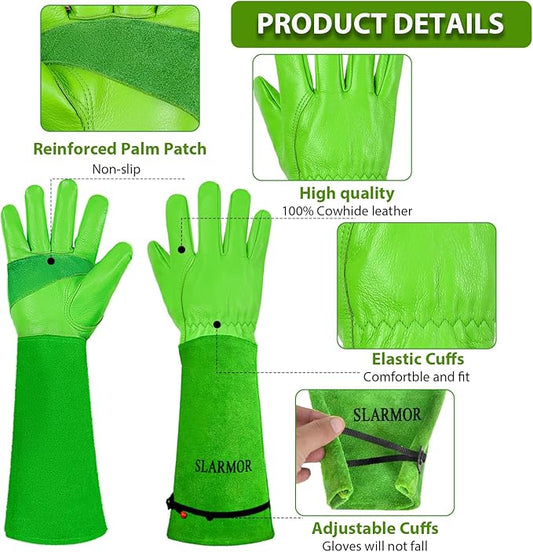 Long Gardening-Gloves Women/Men-Thorn proof Rose Pruning Heavy Duty Gauntlet-XL