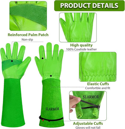 Long Gardening-Gloves Women/Men-Thorn proof Rose Pruning Heavy Duty Gauntlet-S