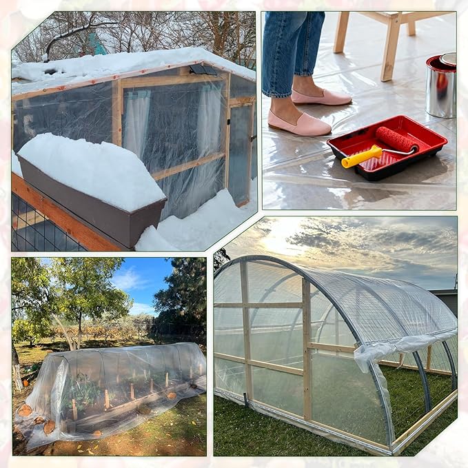 10x20 FT Greenhouse Plastic Sheeting,6 mil Transparent Greenhouse Film, UV Resistant Waterproof Plastic Covering for Winter, Polyethylene Greenhouse Covering for Farm, Garden,Agriculture