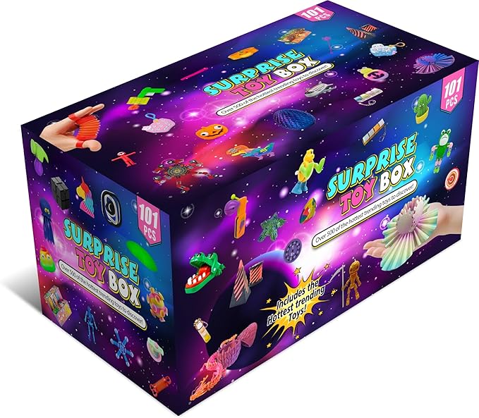 101-Piece Fidget Toy Variety Pack for Kids - Sensory Toys Bulk Set with Stress Balls, Pop Tubes, Squishies & More - Classroom Prizes, Party Favors, and Gifts for Boys & Girls