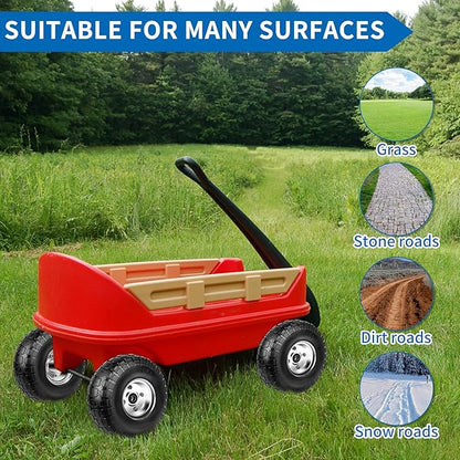 4.10/3.50-4 Tires and Wheels Flat Free 10 Inch Solid Tires Replacement with 5/8" Axle Bore Hole, 16 Spacers 8 Pins, for Cart, Garden Wagon, Wheelbarrow, Hand Truck, Trolley, Lawn Mower，4P