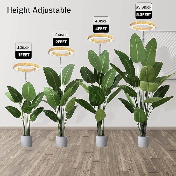 Grow Light for Indoor Plants, 6.3" Full Spectrum LED Plant Grow Light, 11.8-63in Height Adjustable Growing Lamp with Auto Timer 3H/9H/12H, 10 Dimmable Levels (2 Pack)
