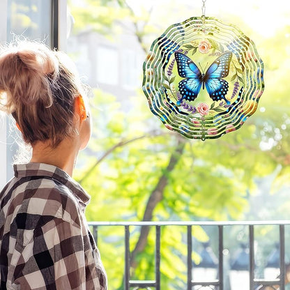 FLAGWIX Christmas Butterfly Wind Spinners Outdoor - 3D Stainless Steel Metal Wind Spinners 12 in - Birthday Gifts for Mom, Butterfly Gifts for Women, Yard Decorations Outdoor, Christmas Decorations