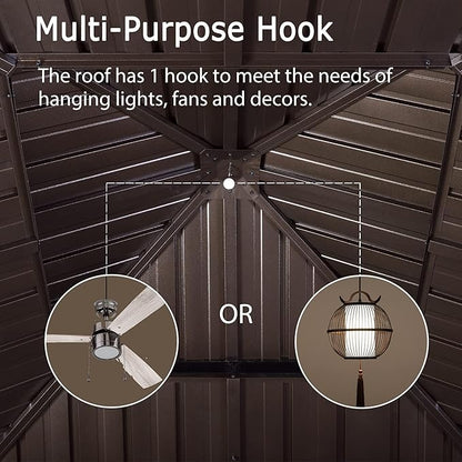 PURPLE LEAF Hardtop Gazebo 12' X 12' Metal Roof with Netting and Curtains Hard Top Backyard Patio Gazebos Permanent Canopy Deck Garden Hot Tub Outdoor Pavilion