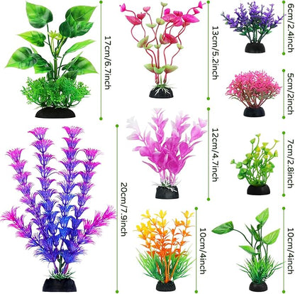 Aquarium Decorations Plants, 20pcs Aquarium Decor Plants, Colorful Fish Tank Accessories, Fish Tank Plants Plastic Decoration for Aquariums