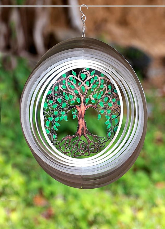 ISEO Tree of Life Wind Spinner for Yard and Garden, Hanging Outdoor Decor, Yard Art, Porch and Patio Decorations, Metal Wind Spinners Outdoor, Weather Resistant, 6.5”