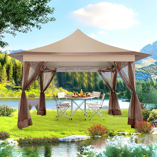 COBIZI 12x12 Pop Up Gazebo On Clearance Canopy Tent Easy Up Outdoor Gazebo Waterproof Upgrade with Mosquito Nettings and Carry Bag for Patio Garden Lawn
