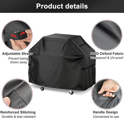 LBTING Grill Cover, 65-inch Heavy Duty 300D Oxford Waterproof Windproof UV Resistant BBQ Gas Grill Cover for Outdoor Barbecue Fit Most Brands Weber, Brinkmann, Char Broil, Holland
