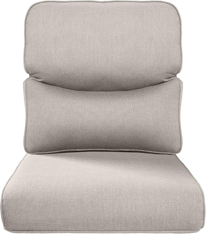 Pop 22x25/22x24 Outdoor Replacement Cushion - 1 Set High Back Deep Seat Patio Furniture Cushions for Rattan Dining Swivel Rocking Chairs Rattan Loveseat Couch Sectional Sofa - Beige/Smile