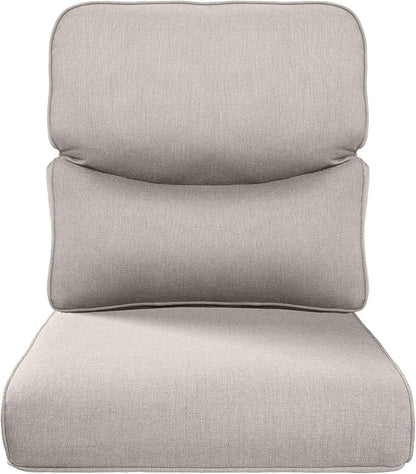 Pop 22x25/22x24 Outdoor Replacement Cushion - 1 Set High Back Deep Seat Patio Furniture Cushions for Rattan Dining Swivel Rocking Chairs Rattan Loveseat Couch Sectional Sofa - Beige/Smile