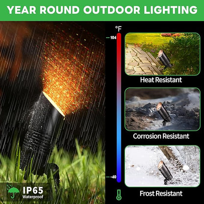 Smart Outdoor Landscape Spotlights Color Change - 12V Multicolored LED Spot Lights Hard-Wired Waterproof, Low Voltage Uplighting Using App, Aluminum Black for Backyard Fence 8 Pack