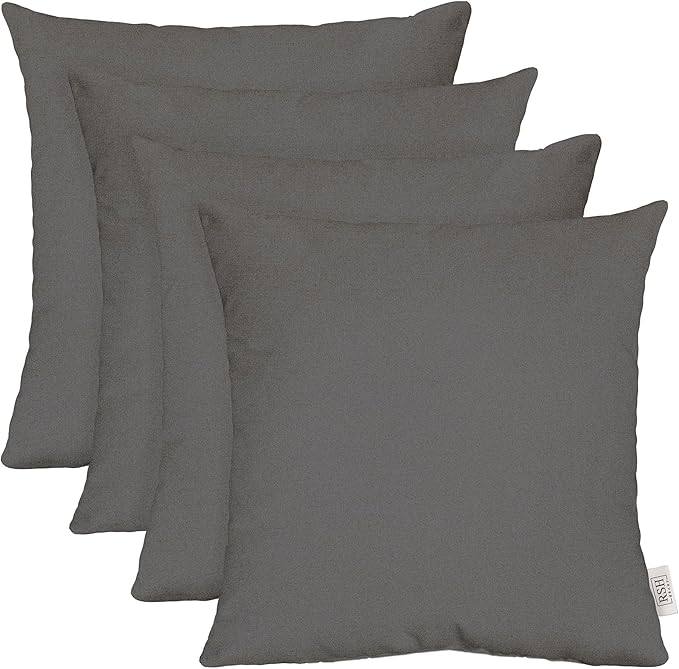 RSH DECOR: Sunbrella Square Throw Pillows Set of 4 | 17" x 17" | Water and Fade-Resistant Performance Fabric | Outdoor Pillow Covers with Down-Alternative Inserts | Made in USA (Cast Shale Brown)