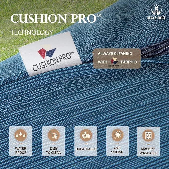 HERA'S HOUSE 7 Piece Patio Furniture Set, 2 x Rocking Chair, 2 x Fixed Chair, 2 x Ottoman, 1 x 3-Seat Sofa, All Cushioned 9 Seats Metal Outdoor Conversation Set for Lawn Garden Backyard