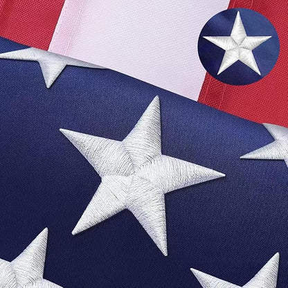 American Flag 3X5 | Heavy Duty American Flags 3x5 |600D Polyester Material USA Flag - Allegiance Flags For Outside 3x5,With Embroidered Stars and Sewn Stripes,Tearproof All-Weather Outdoor Flag.