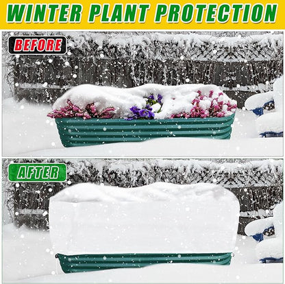 2 Pack Plant Covers Freeze Protection for Raised Garden Beds, Rectangular Winter Plant Frost Cloth with Insulated Liner and Drawstring, Garden Bed Frost Protection Blanket for Winter Outdoor Plants
