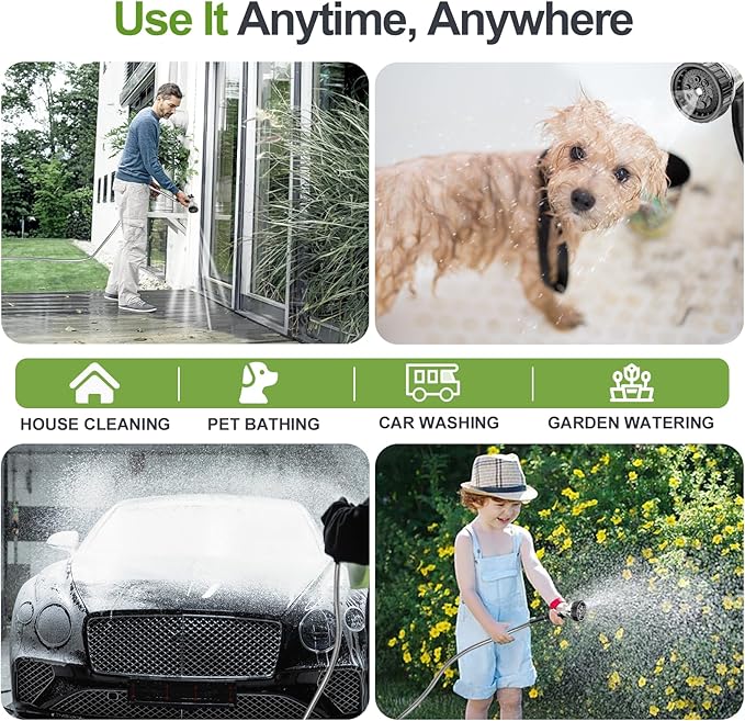 Garden Hose Metal 50 ft, Stainless Steel Water Hose with Upgrage Aluminum Nozzles, Flexible | Heavy Duty | Lightweight | No Kink | Anti-Bite Hose for Yard,RV Park, Outdoor Watering