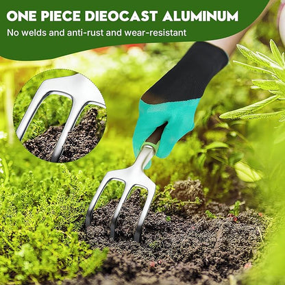 Heavy Duty Gardening Set, Featuring 9 Piece Durable Tools with Comfortable Non Slip Ergonomic Rubber Grips and A Large Tool Bag Perfect as A Family Gardening Helper