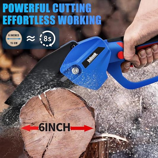 Chainsaw 6 Inch Mini Electric Chain Saw Cordless Battery Powered,Hand Held Saw Pruning Shears Chain for Tree Branches,Courtyard,Household and Garden Gifts for Men Dad Husband Women
