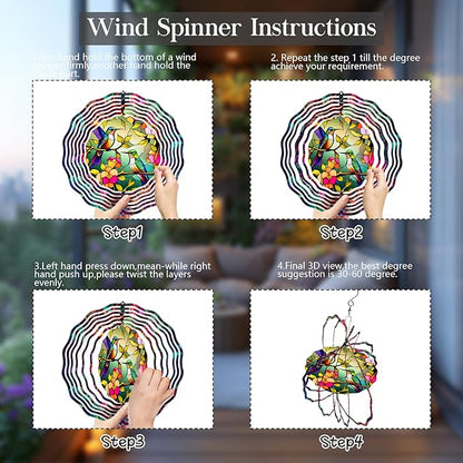 Hummingbird Wind Spinner,3D Frosted Wind Spinner Hanging for Yard and Garden Balcony10 Metal Hanging Hummingbird Wind Sculptures Made of Tough Steel Plate