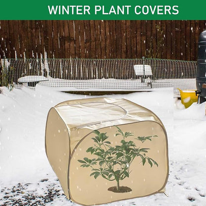 2 Pack Pop Up Plant Freeze Protection Covers, Shrub Frost Covers Outdoor Plant Protectors Frost Cloth Covers for Winter Protecting Fruit Potted and Shrub from Freezing Animals Eating(2 Pack 30x30x30")