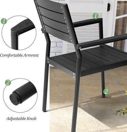 Pellebant 13 Piece Patio Table and Chairs Set for 12, Aluminum Outdoor Dining Set with Umbrella Hole, Stackable Dining Chairs & 114" Dining Table, Black