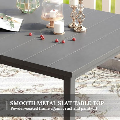VICLLAX 7 Pieces Patio Dining Set, 6 Seats Outdoor Furniture Includes 63" Rectangle Outdoor Table and 6 Swivel Patio Chairs, Grey Tabletop and Fabric