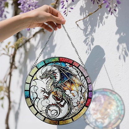 8 Inch Stained Glass Suncatcher Ornament, DOUHASU Dragon Sun Catchers Indoor Window, Stained Glass Window Hanging, Home Decor, Dragon Lovers Gifts for Men, Dad, Husband, Boyfriend
