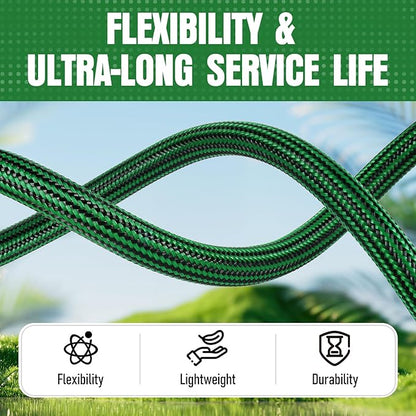 NON-EXPANDABLE Garden Hose 75 ft, Heavy Duty Flexible Water Hose, Kink Resistant Lightweight Hybrid Hose with Durable Fabric Skin, Leakproof Hose Male to Female Fittings