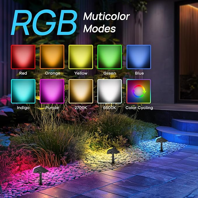 Consciot Solar Spot Lights Outdoor, 30 LEDs Waterproof Color Changing Solar Lights, 2 in 1 Adjustable Wall Lights, 10 Colors, D2D Modes Solar Landscape Spotlights for Garden Yard Walkway, 2 Pack