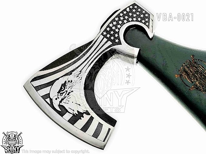 SHINY CRAFTS-Axes Berserker Axe Hatchet Tomahawk Battle Axe-Handmade Viking Axe with Carbon Steel Head with Ashwood Handle Viking Gifts for Men with Premium Quality Leather Sheath (SCA 21)