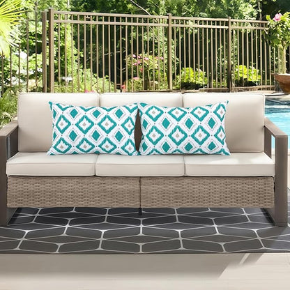 idee-home Outdoor Pillows with Inserts Included, Patio Outside Lumbar Pillows Waterproof Set of 2, 12 x 20 inch