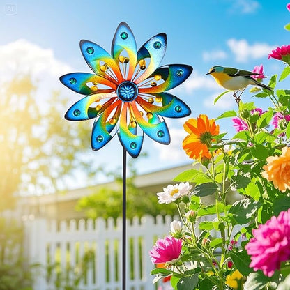 Metal Wind Spinner for Yard Decor Garden Windmill Outdoor Kinetic Wind Sculpture Dual Direction for Backyard Patio Lawn Homewarming Gift