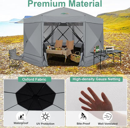 COBIZI 15x15ft Extra Large Pop-Up Gazebo Canopy Tent with Mosquito Netting, Spacious Easy Set-Up Screened Shelter, Durable Outdoor Pavilion with Ground Stakes, Perfect for Patio, Backyard, and Lawn